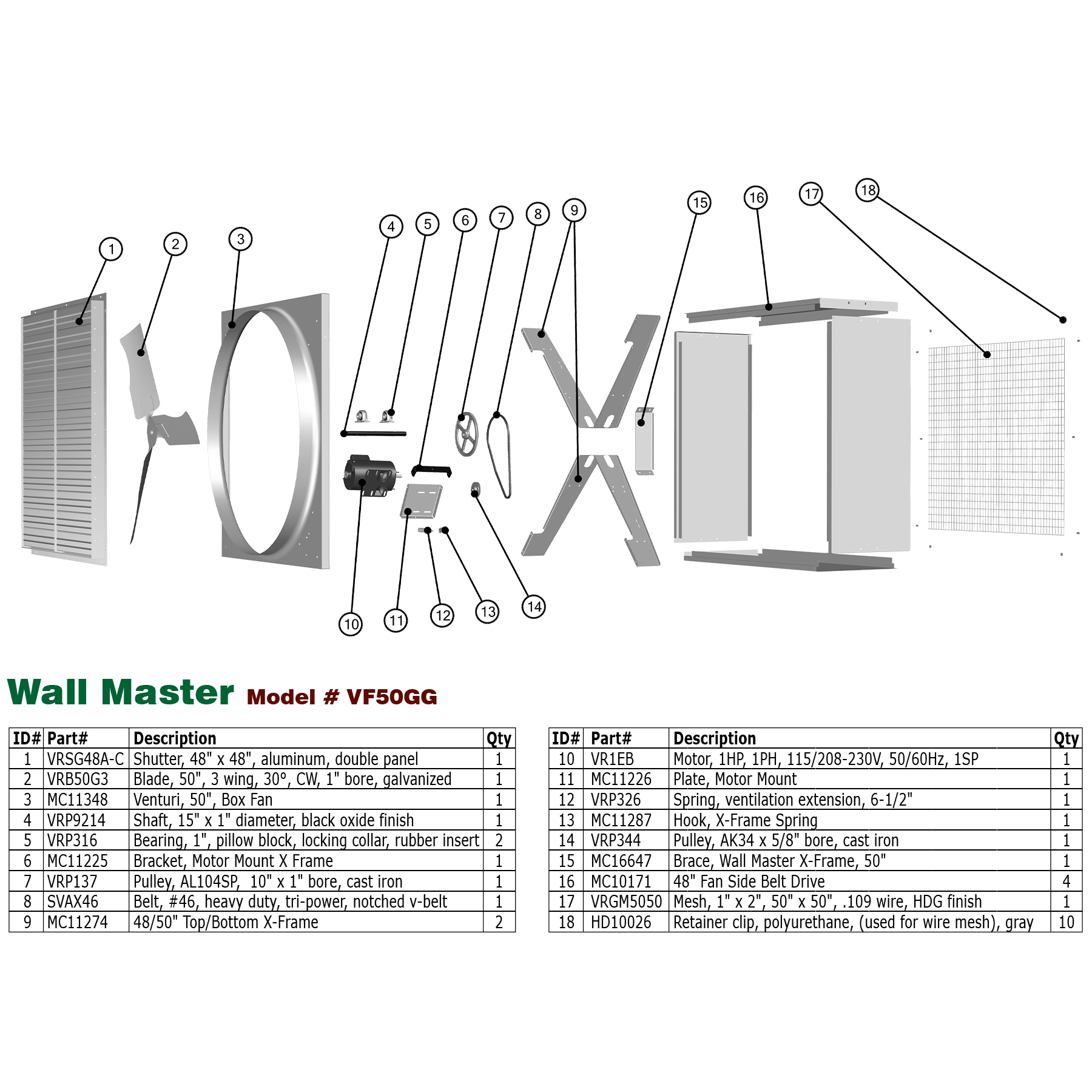 Wall Master Exhaust Fan J&D Manufacturing