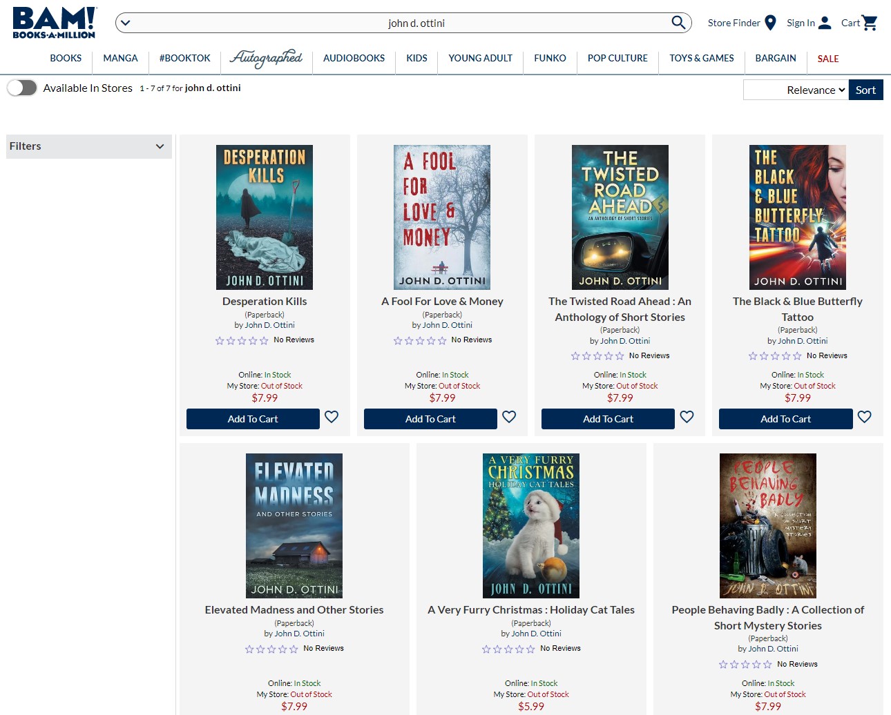 Order my books from Books A Million John D. Ottini Author