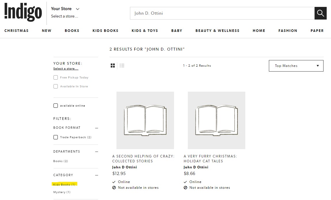 Indigo Books Canada’s Largest Bookstore John D. Ottini Author