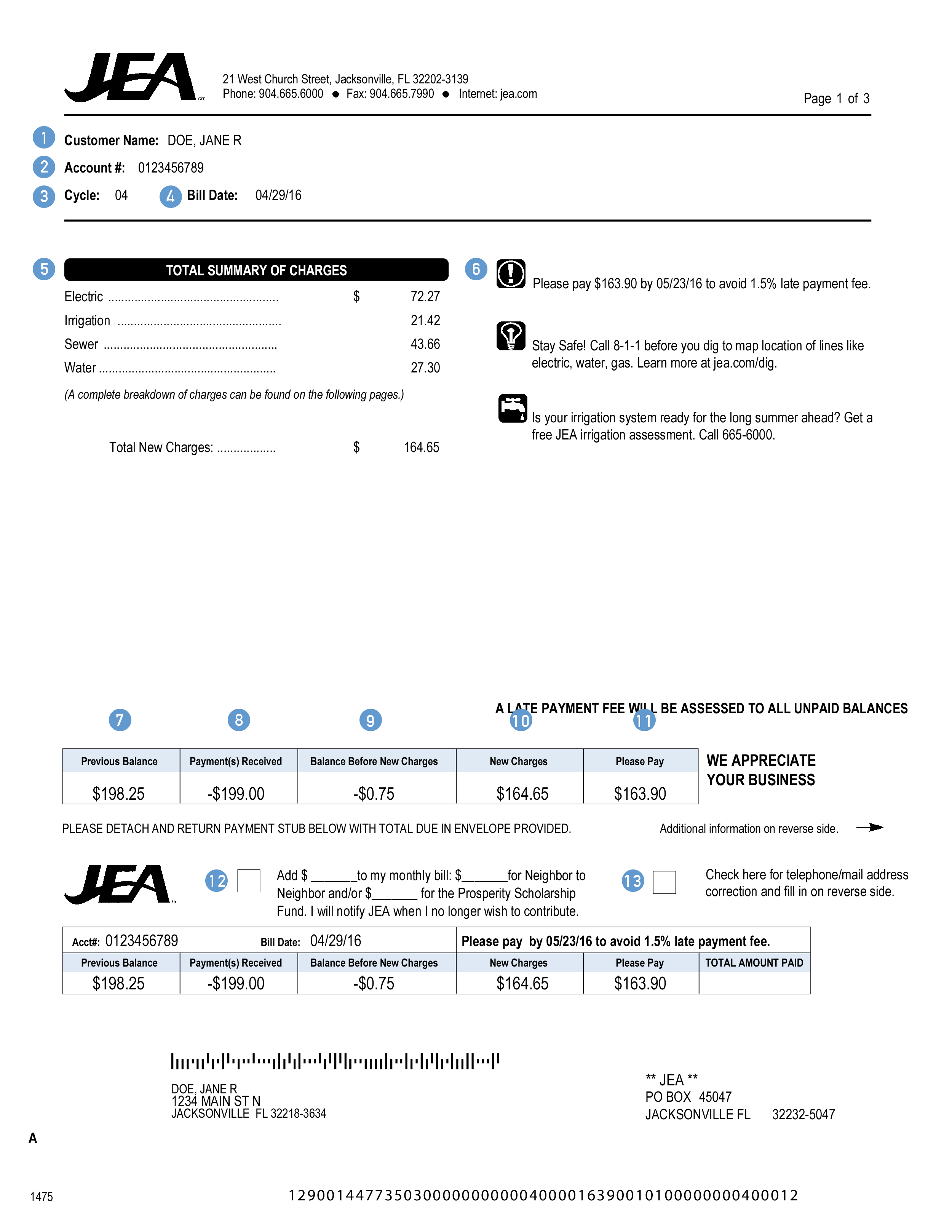 Bill Explanation Understand My Bill My Account JEA