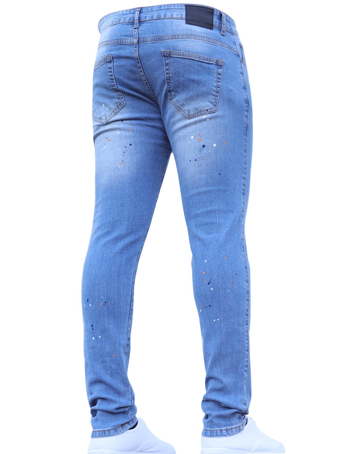 Mens Paint Oxton Skinny Fit Jeans in Light Wash Jeanbase