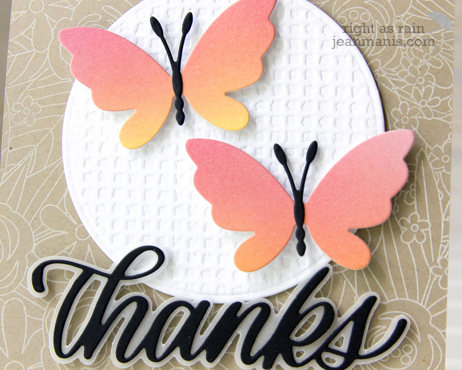 DieCut Thank You with Butterflies Right as Rain