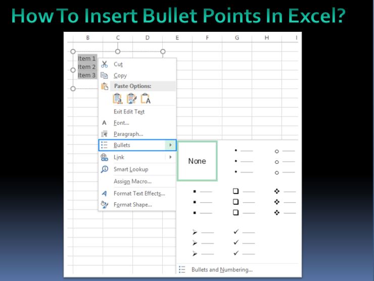 How To Insert Bullet Points In Excel?