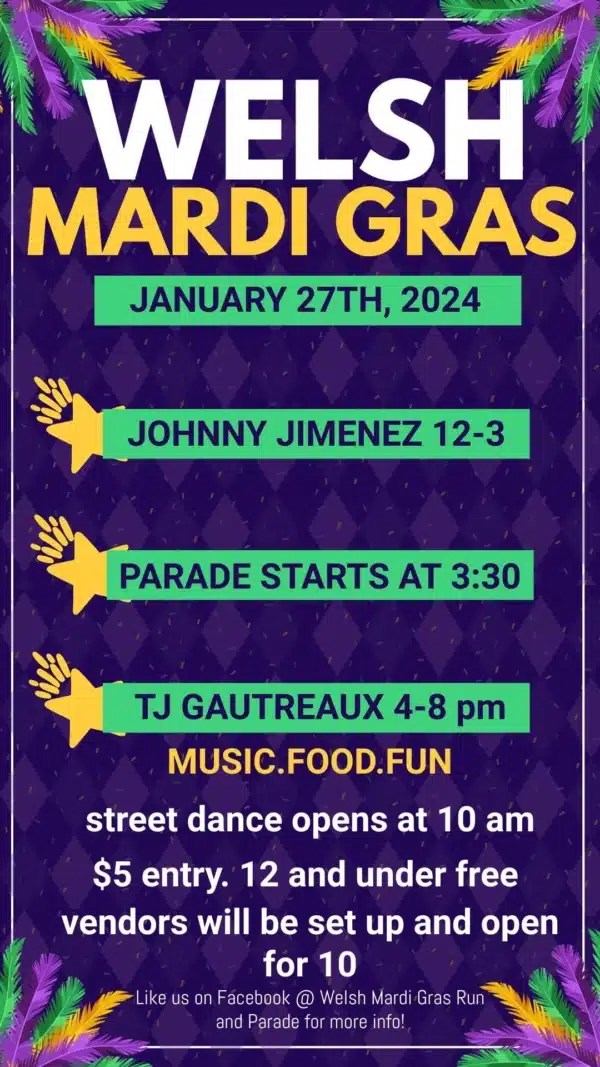 Welsh Mardi Gras Run, Parade, and Street Dance Jeff Davis Parish