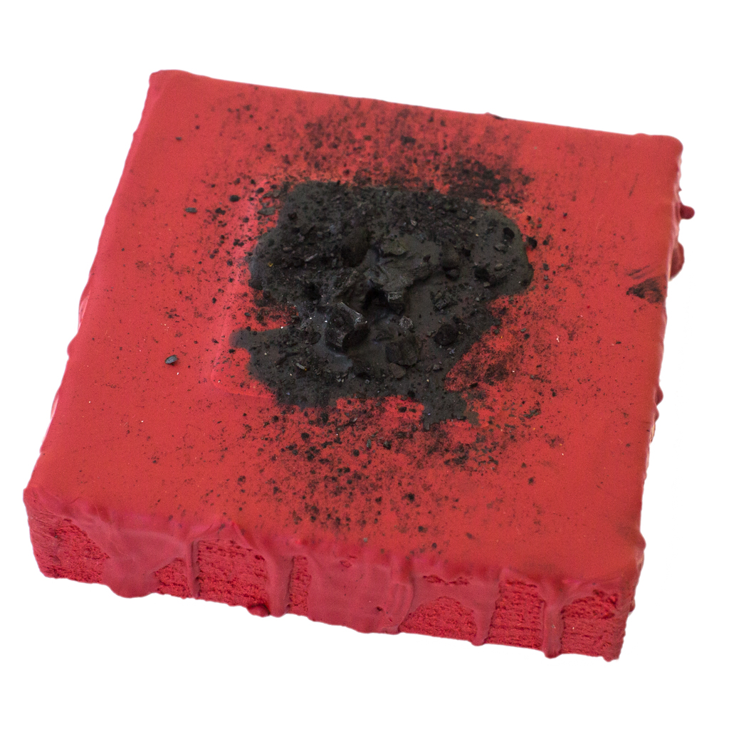 Cradled Wood Panel - Encaustic - 35mm Slide - Cinders - 4x4x1 inches - 2016