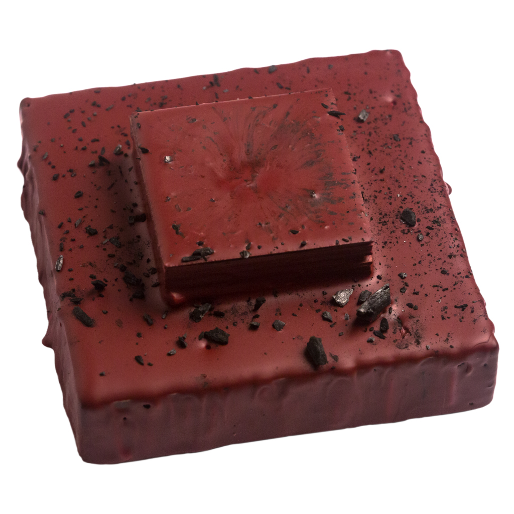 Cradled Wood Panel - Encaustic - 35mm Slides - Cinders - 4x4x3 inches - 2016