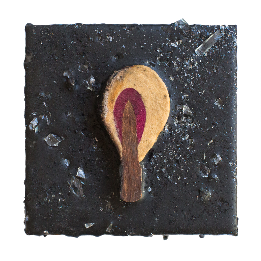 Cradled Wood Panel - Encaustic - 35mm Slides - Glass - 4x4x3 inches - 2017