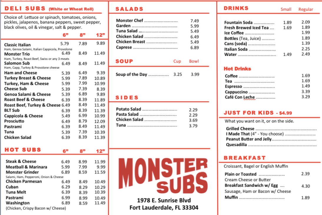Monster Subs (Fort Lauderdale) Jeff Eats
