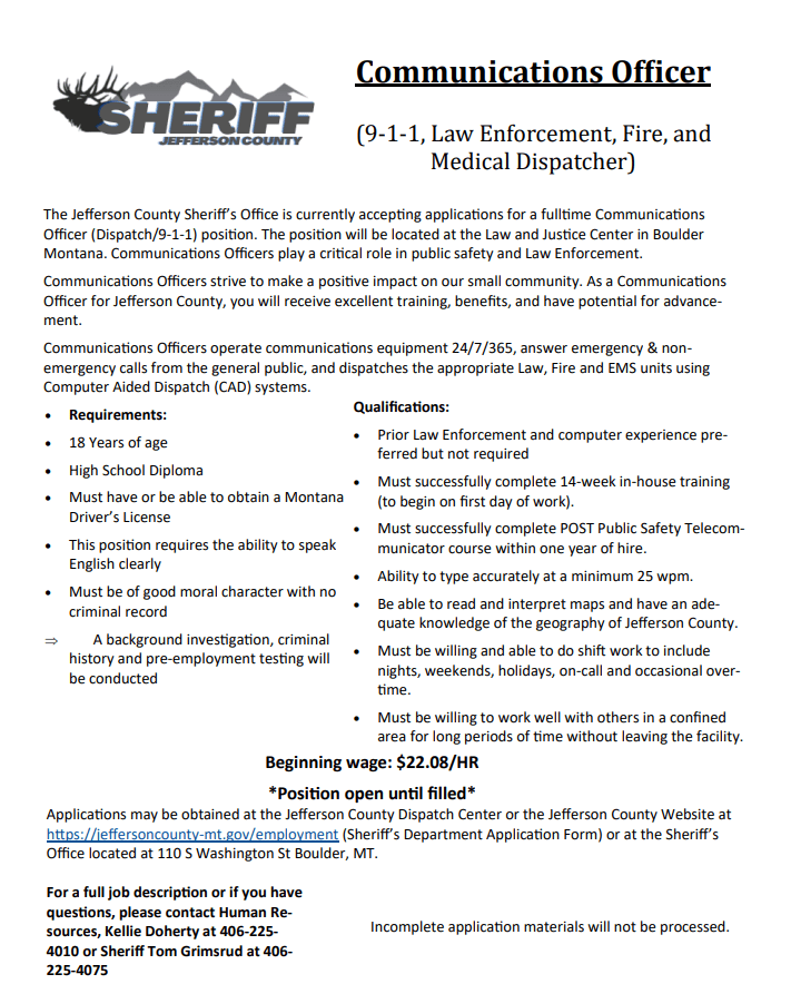 Employment Jefferson County Montana