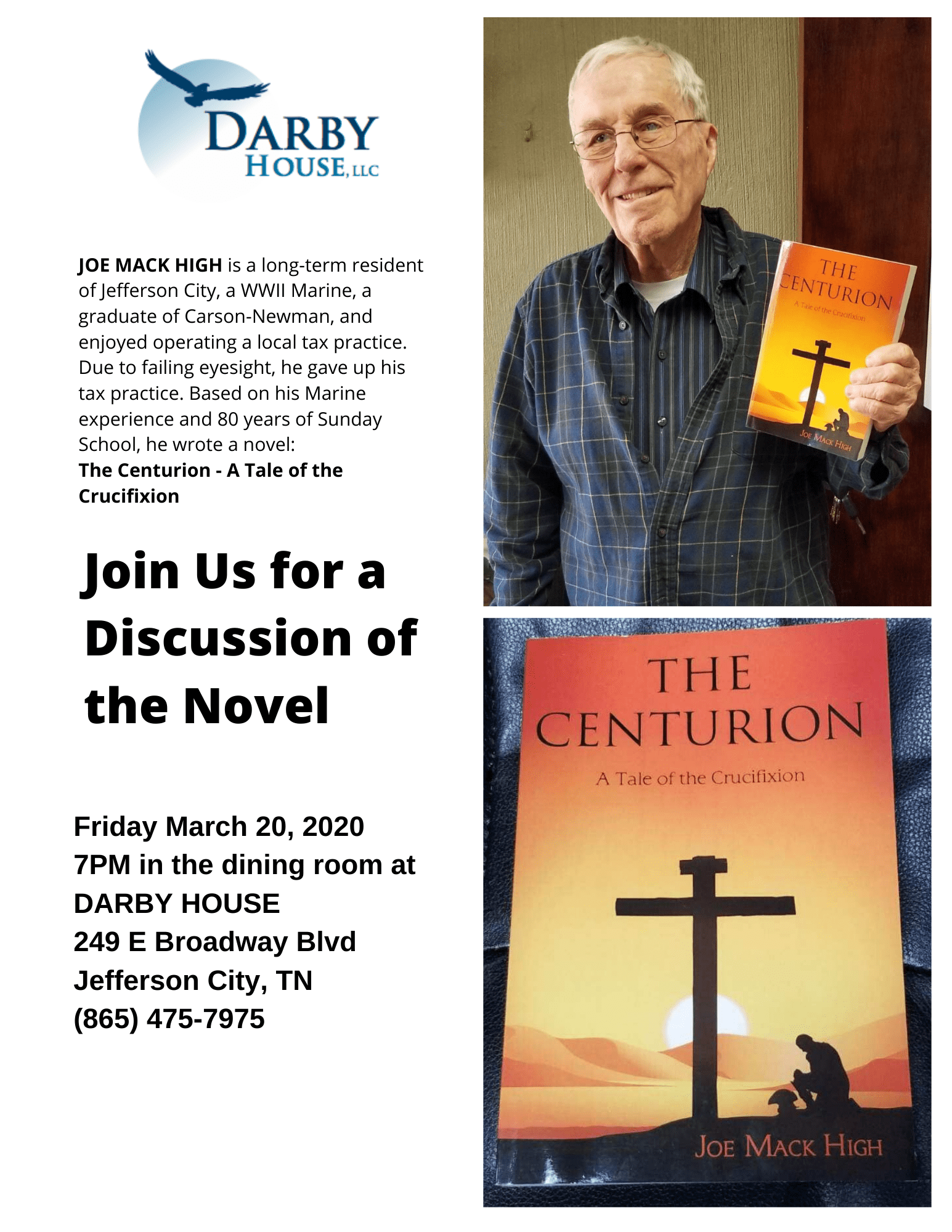 POSTPONED Darby House discussion with novelist Joe Mack High