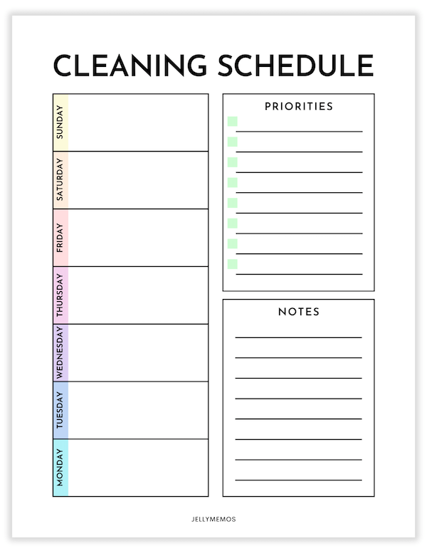 25 Printable Cleaning Checklist & Cleaning Schedule Templates! JellyMemos 25 Printable Cleaning Checklist & Cleaning Schedule Templates! JellyMemos