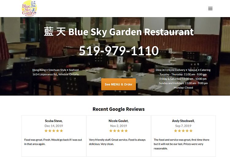 Blue Sky Garden Restaurant 2019 JEM Software