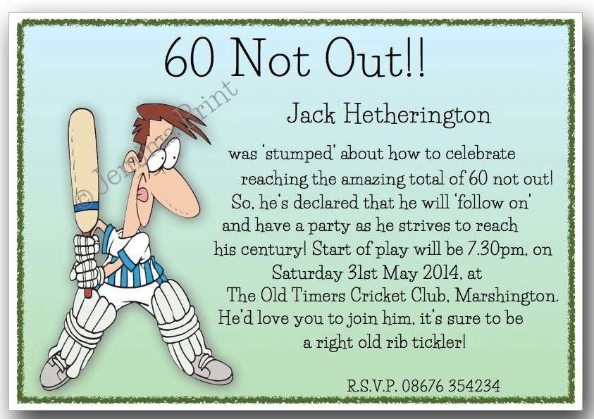 Cricket Birthday Invitations Jemima Print