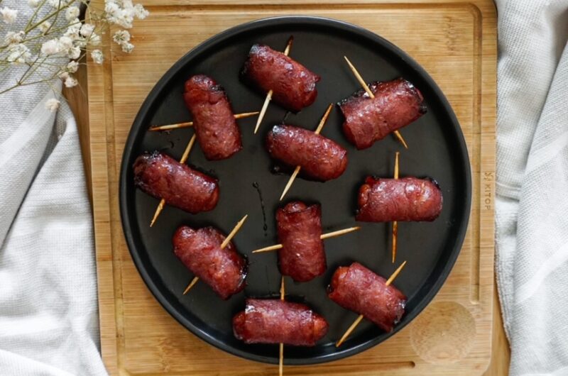 Airfryer Turkey Bacon Wrapped Mini Sausages! TaDaa!