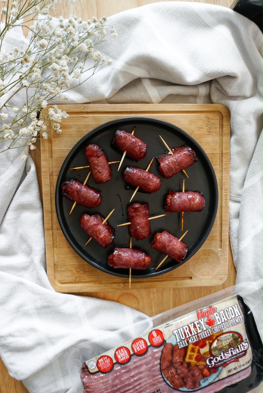 Airfryer Turkey Bacon Wrapped Mini Sausages! TaDaa!