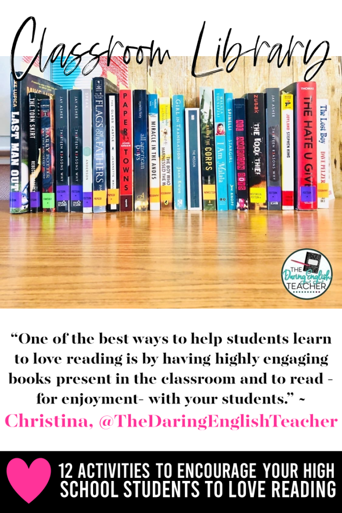 We all have reluctant readers, but it only takes a little creativity and the right reading activity for a love of reading to bloom. Check out this post for 12 reading activities that your high school and middle school students are sure to love. You'll find ideas, lessons, projects, and assignments to help struggle readers and engage strong readers. #teachingreading #highschoolteacher #middleschoolteacher #secondaryela #englishteacher