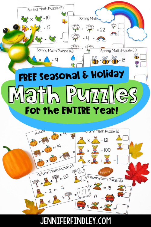 Free Math Puzzles for the Entire Year Seasonal and Holiday Themes