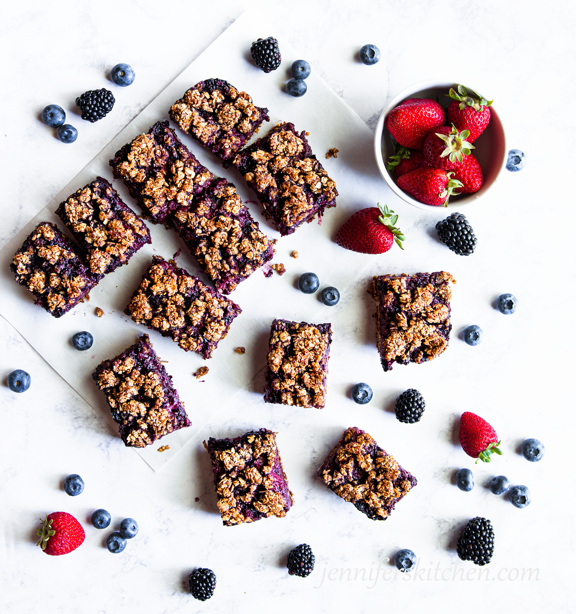 SugarFree Berry Breakfast Bars (with frozen berries) JennifersKitchen