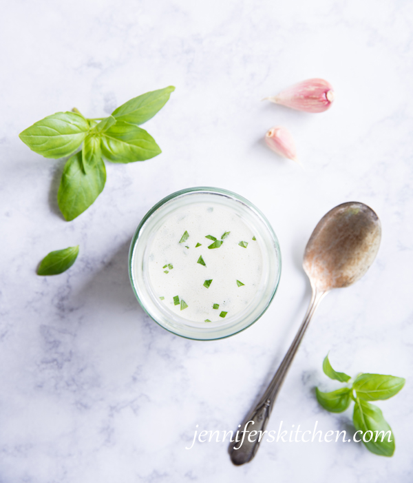 Creamy Fresh Basil Salad Dressing JennifersKitchen