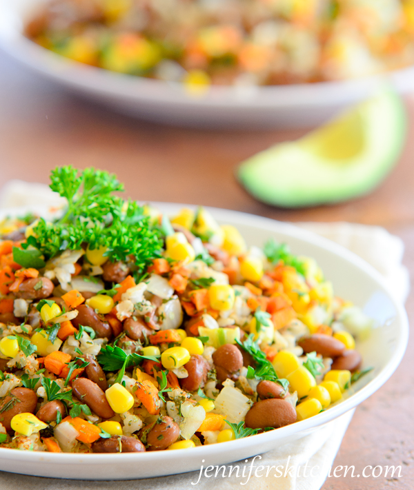 Tex Mex Beans and Rice Meatless Monday JennifersKitchen