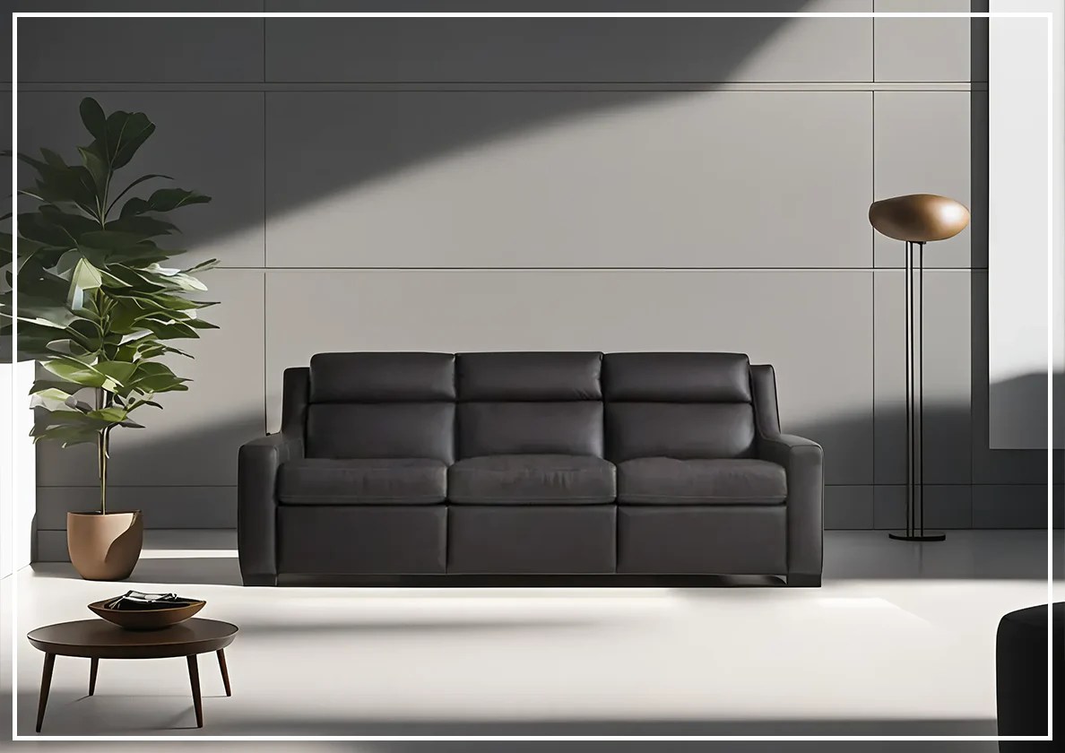 Bernhardt Germain Brown Leather Power Motion Sofa with USB Ports