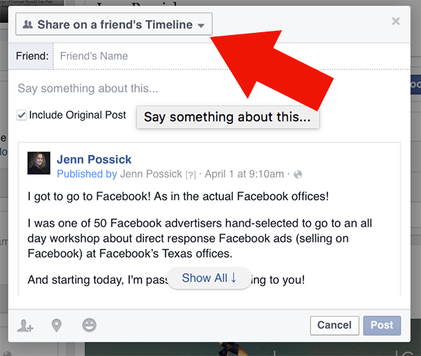 How To Share From Your Facebook Business Page To Your Personal Page - Jenn Possick