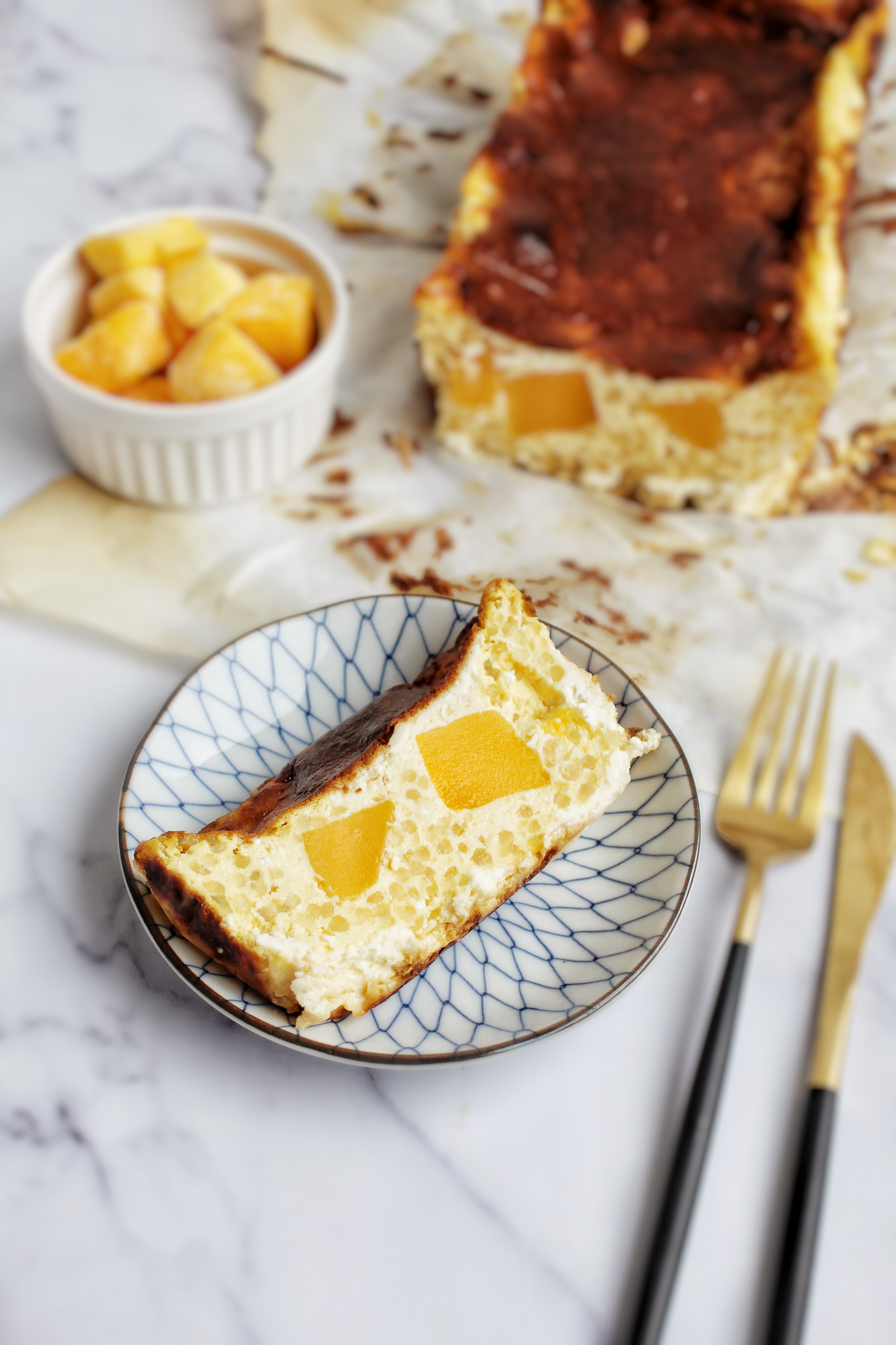 Mango Coconut Sago Basque Burnt Cheesecake Jen's Food Lab