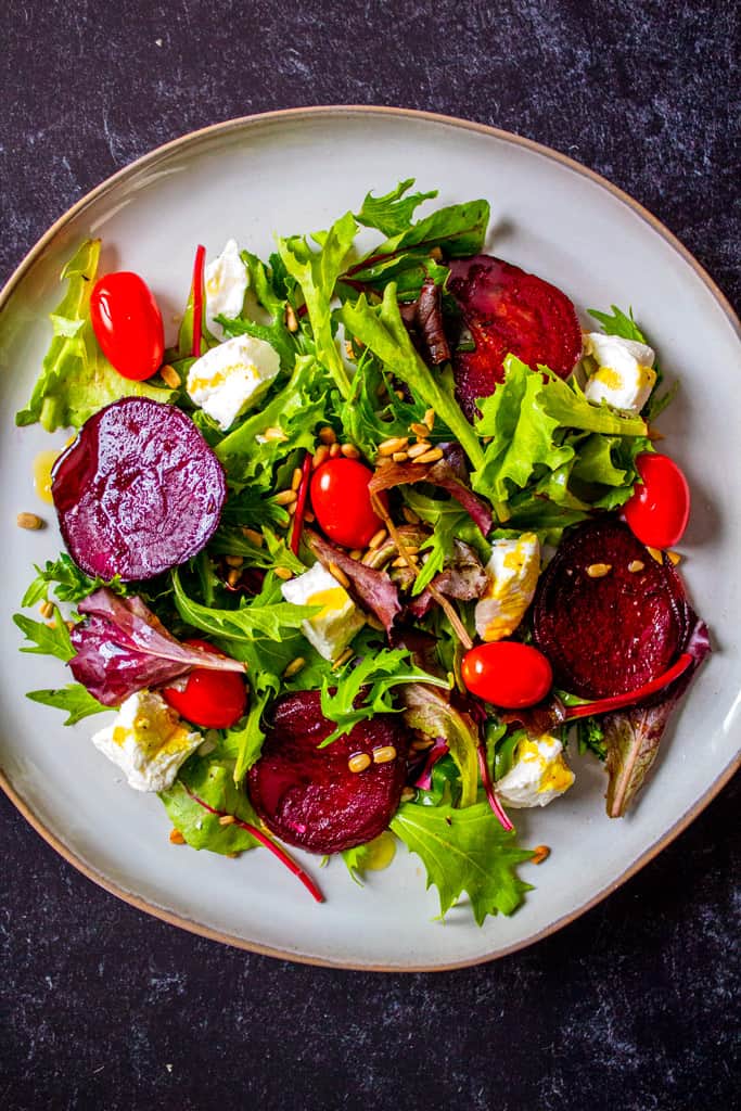Beet Goat Cheese Salad with Champagne Dressing Jen's Rooted Kitchen