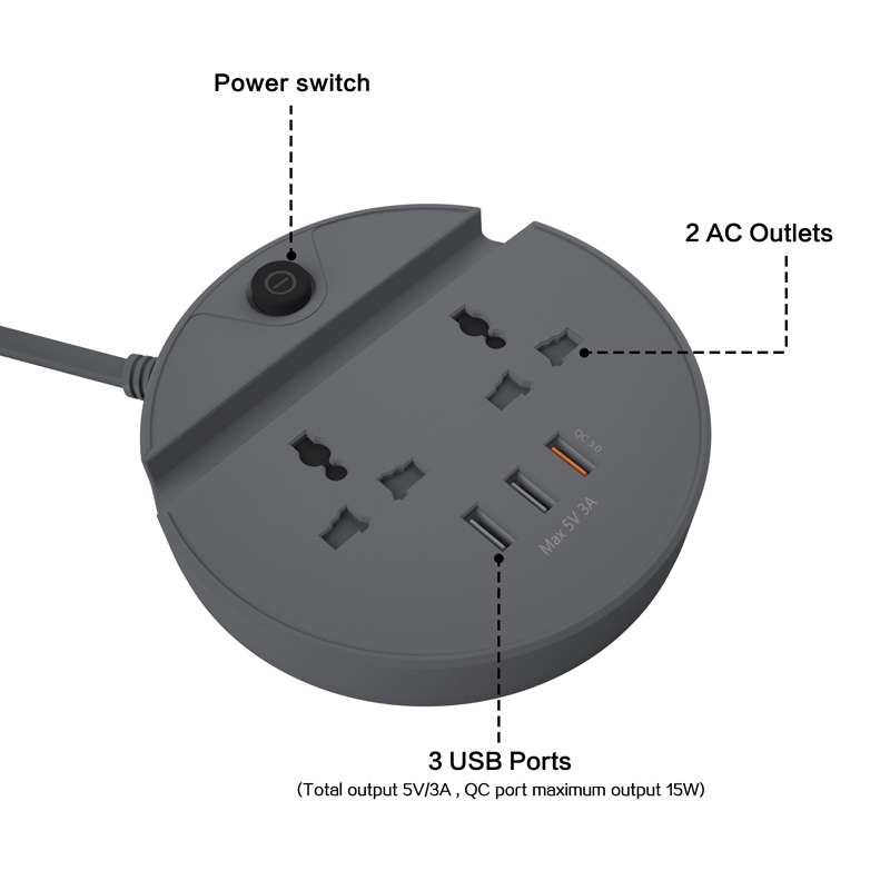 multi outlet with usb fast charging and 2 socket JEOSTORM