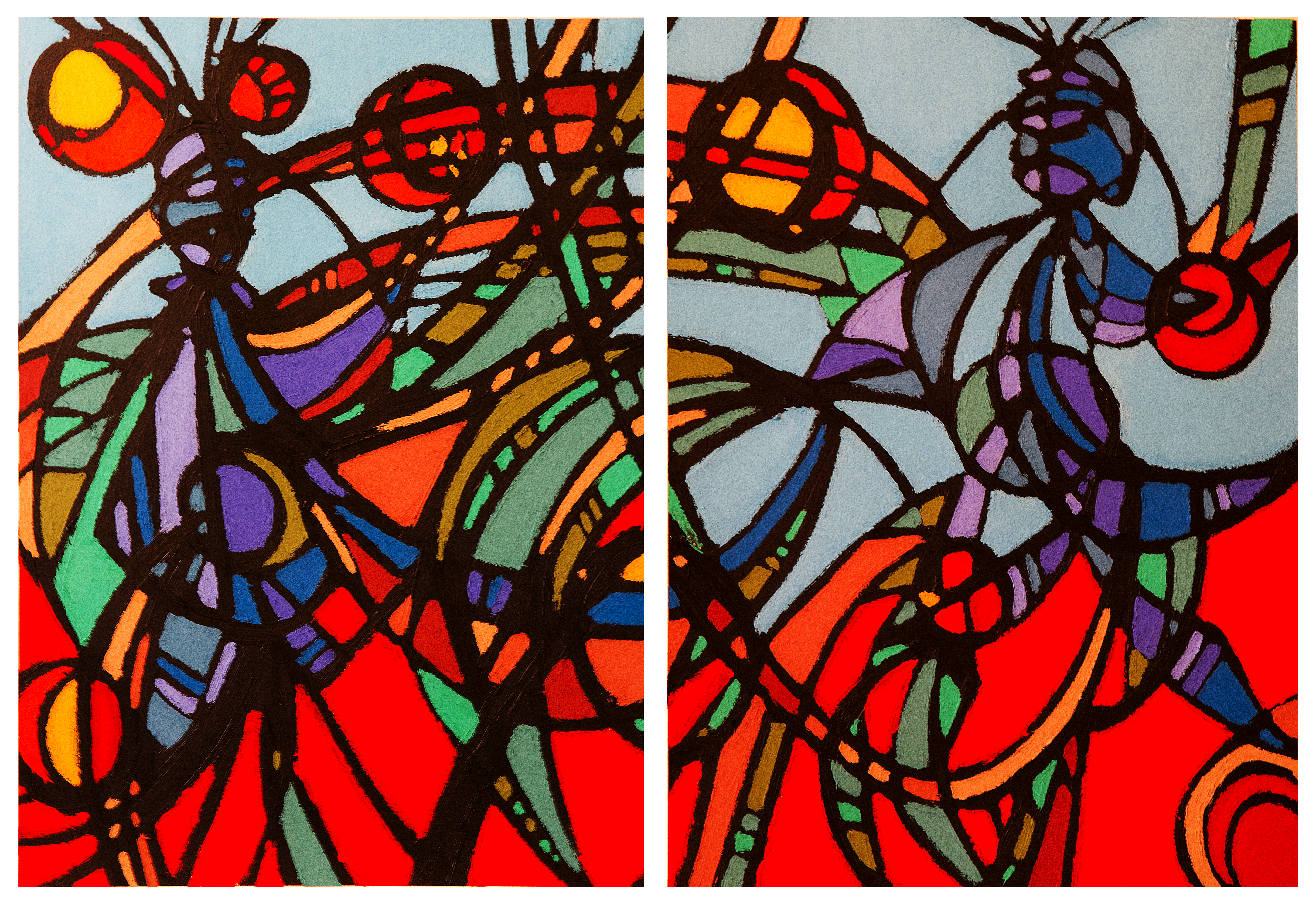 Personal Space N°10A and 10B (2019) Dessin pastel à l'huile sur papier d'arches, Jérémie francblum, Paris, Oil Stick and Oil Pastel on 65 x 50 Arches Paper (X2)