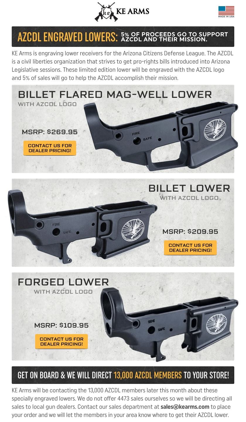 AZCDL Benefit Lowers from KE Arms Jerking the Trigger