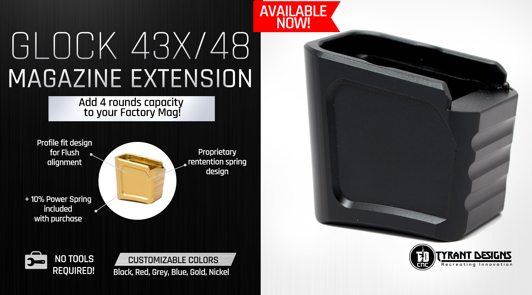 Tyrant Designs Unveils NEW Glock 43X/48 +4 Magazine Extension Jerking the Trigger