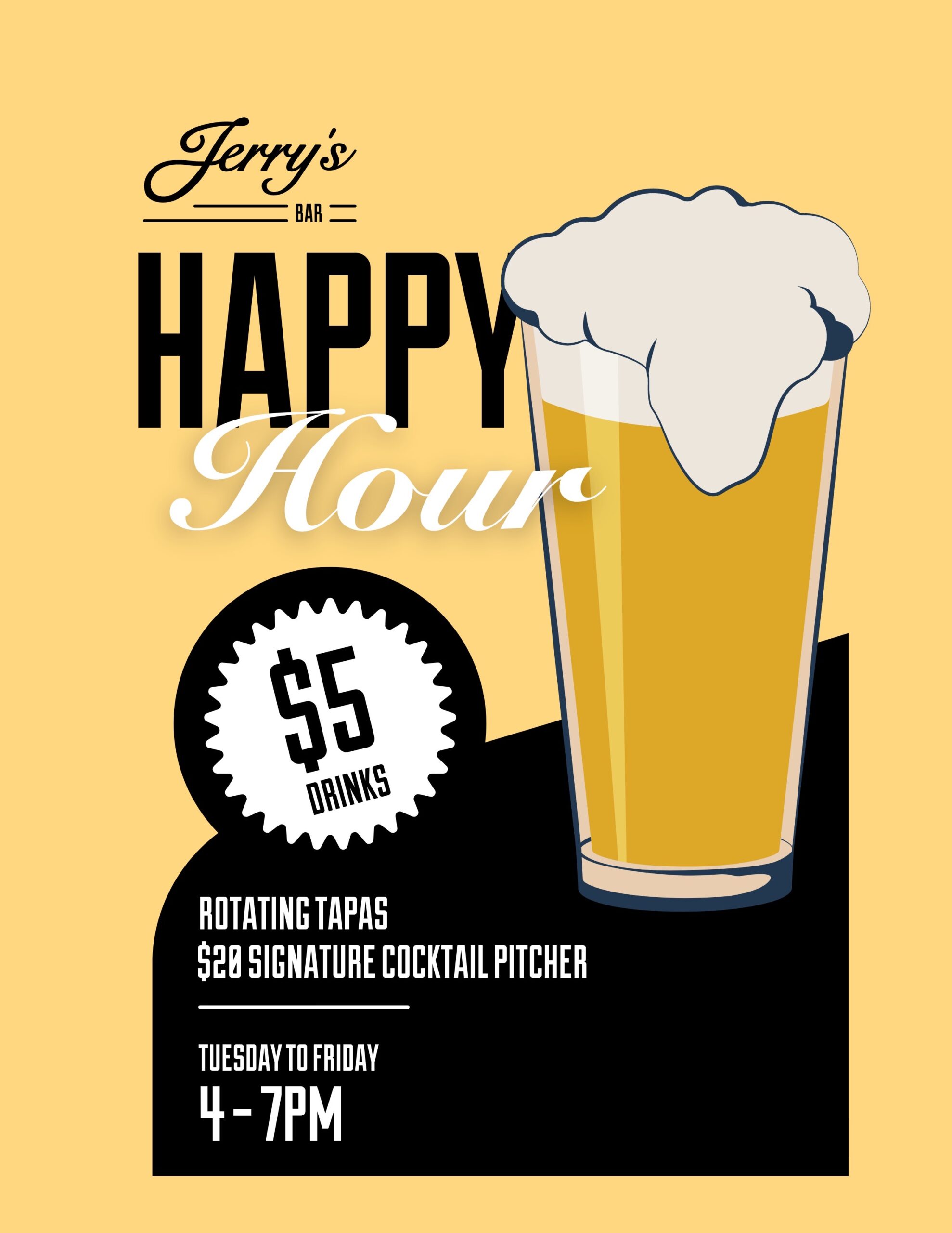 Happy Hour Flyer Jerry's Bar