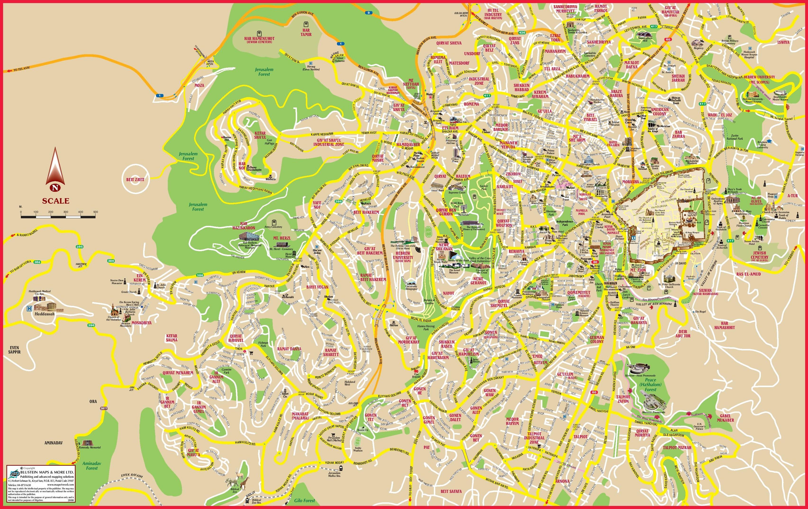 Pain Points De Jérusalem, Israël Jerusalem maps transport maps and tourist maps of Jerusalem in Israel