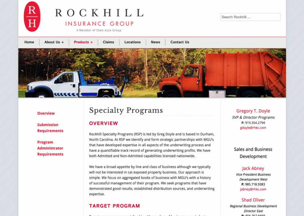Rockhill Insurance Company site Design • Jessica J. Johnston