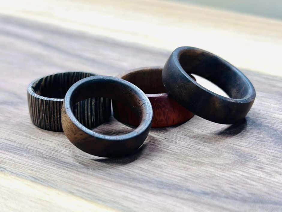 Rings by Giles Harris of Harris and Sons Woodworks.