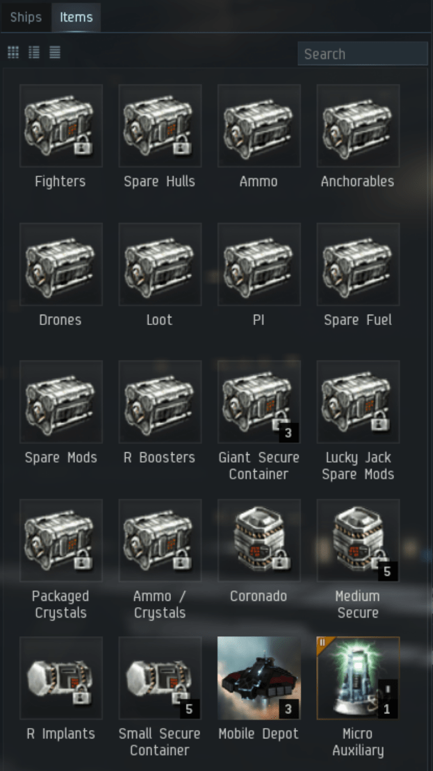 Post your station containers that you use to sort items. r/Eve