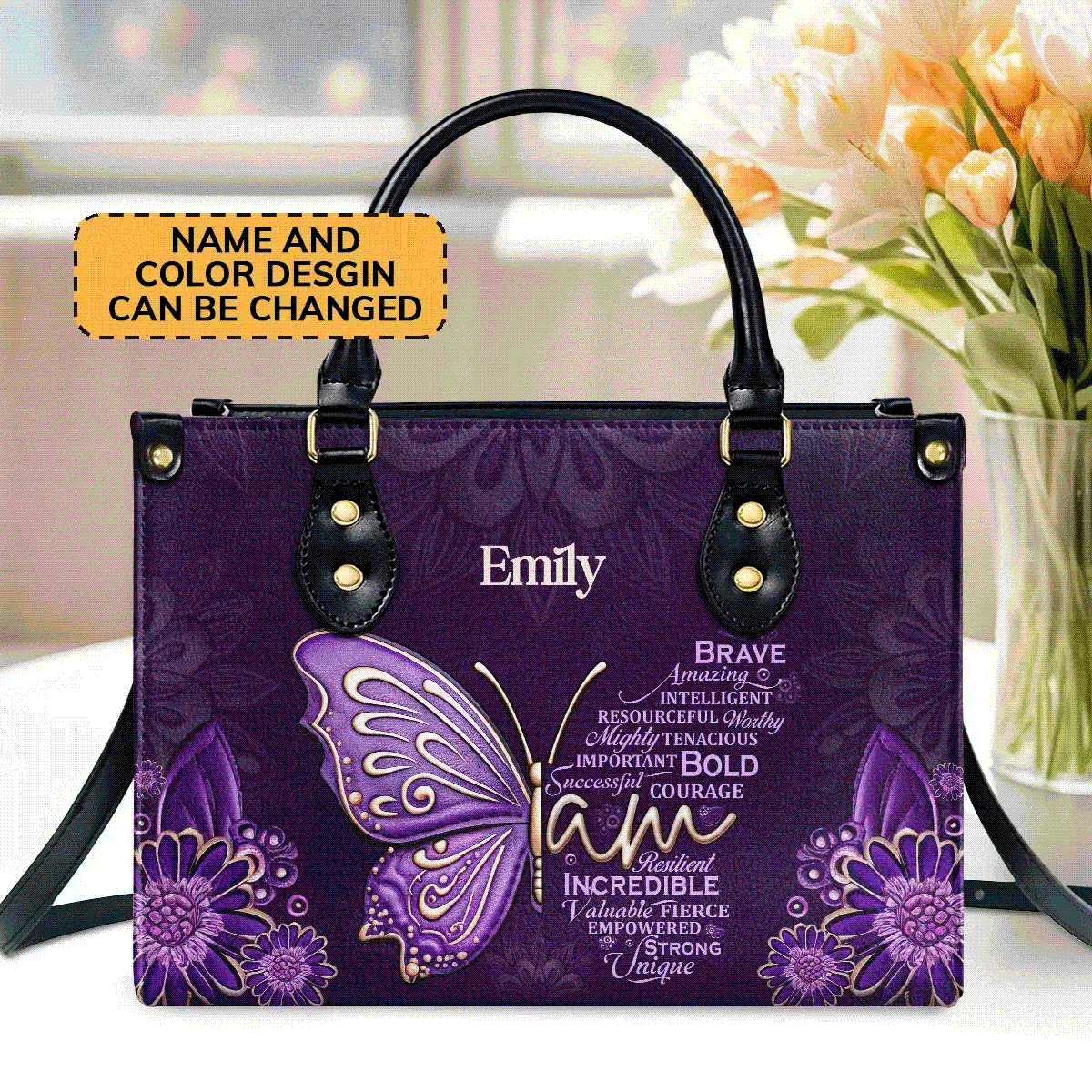 Jesuspirit Personalized Leather Handbag With Zipper Brave Amazing