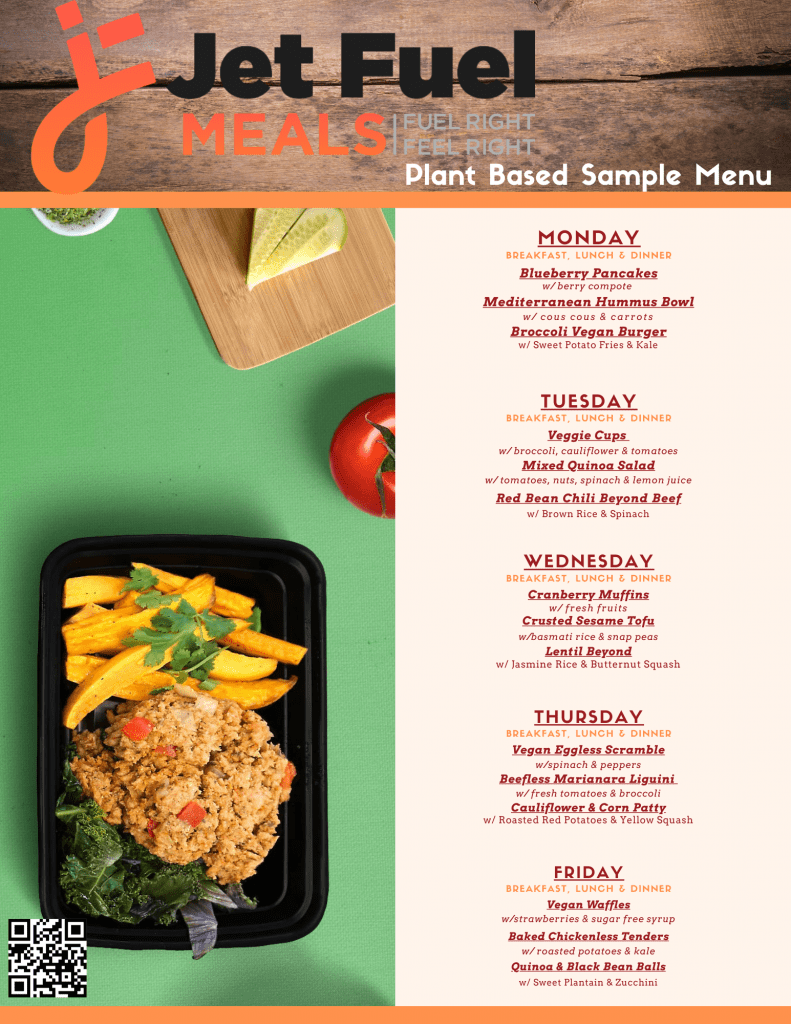 Menu & Pricing Jet Fuel Meals