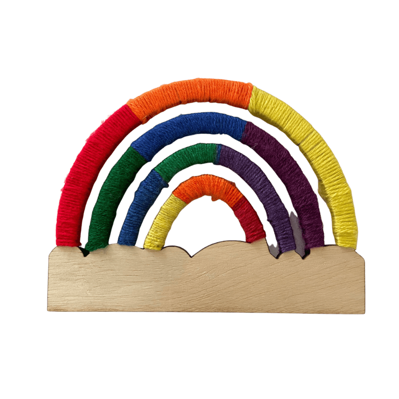 Wood & Yarn Rainbow Craft Kit Primary Colors JetHeart