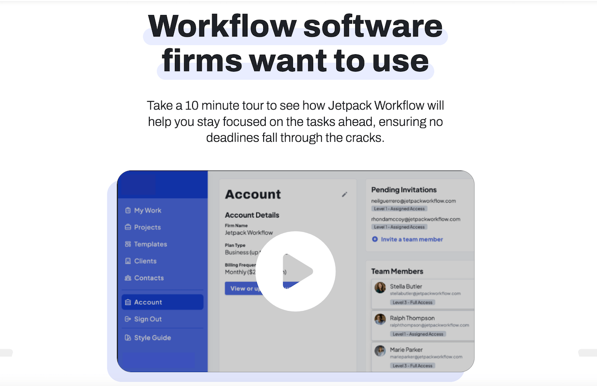 Jetpack Workflow Product Tour Accounting Workflow Software