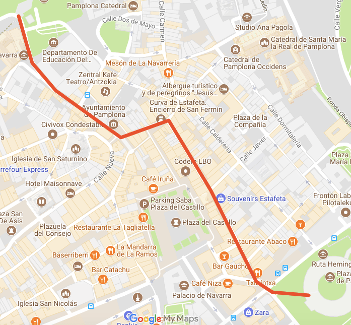Map Of Running Of The Bulls