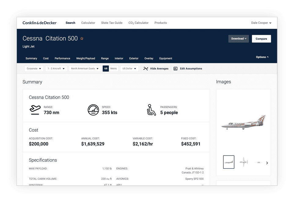 Aircraft Operating Cost Report Conklin & de Decker JSSI