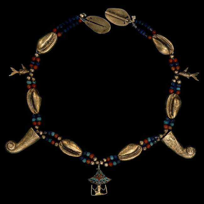 Cowrieshell bead necklace, Thebes, Egypt.
