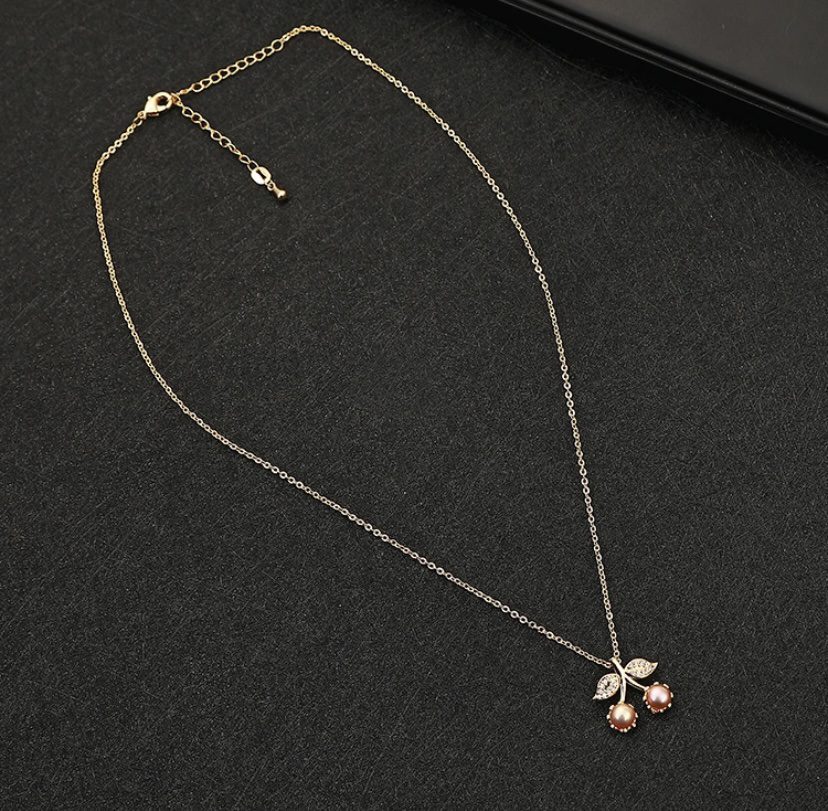 Cherie Gold Necklace with Cherry Shaped Pendant Jewelry by Tuts