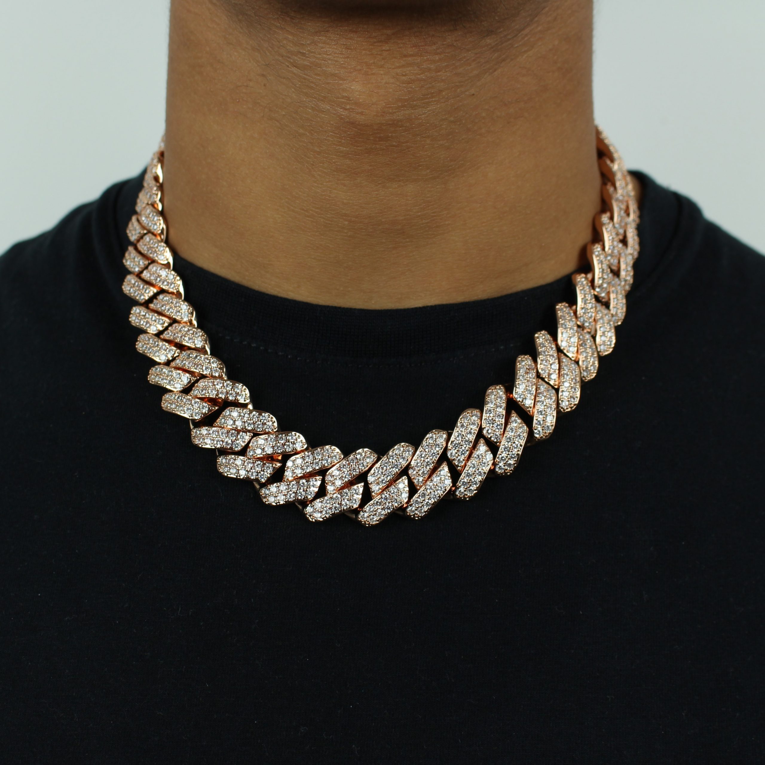 19mm Iced Out Prong Chain in Rose Gold Jewlz Express