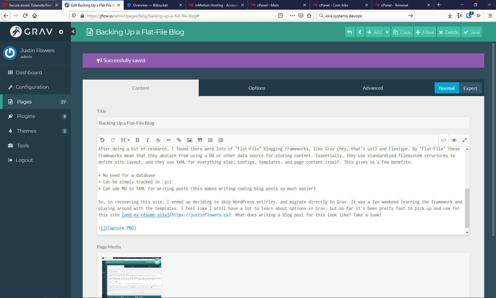 Backing Up a FlatFile Blog jflow.io