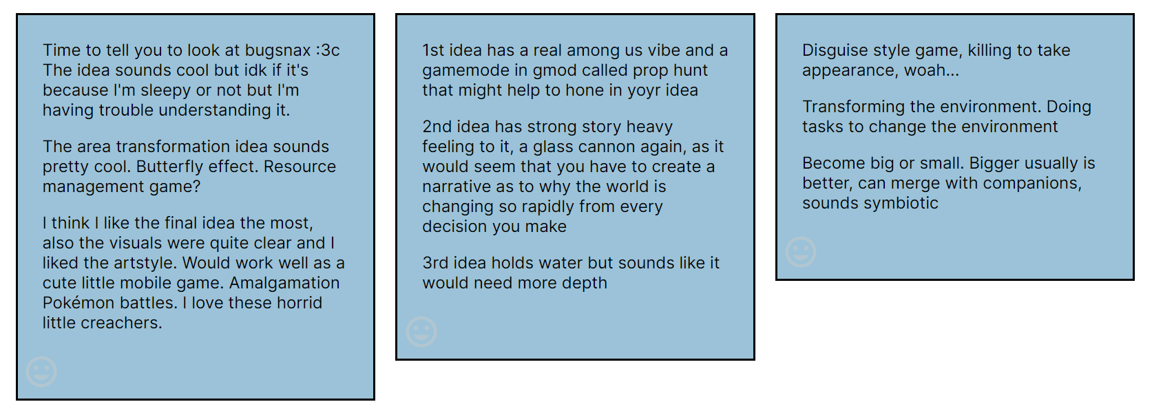 Three Game Ideas Presentation & Feedback Jgameproposal21