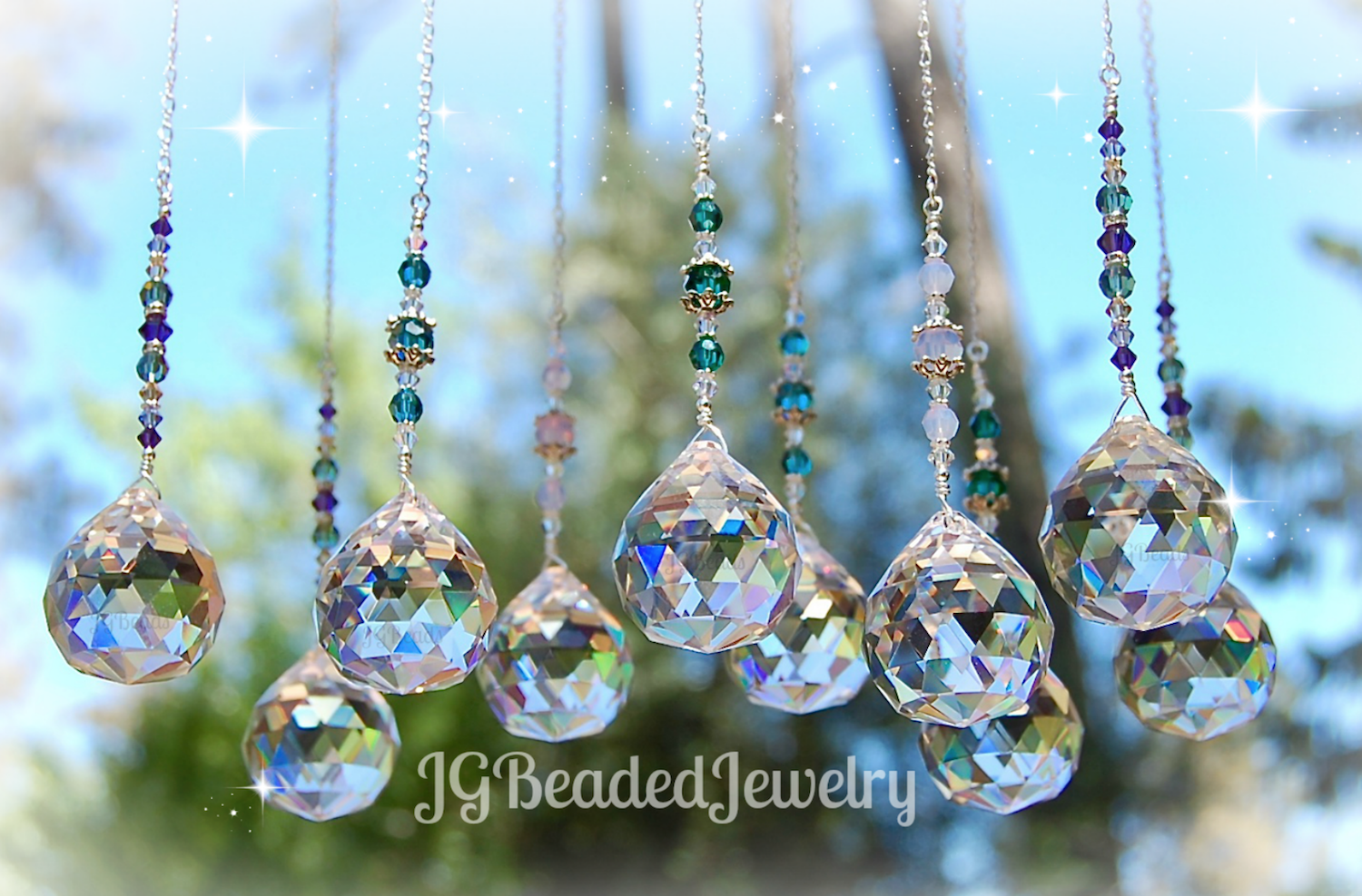 Teal Blue Crystal Suncatcher JGBeads