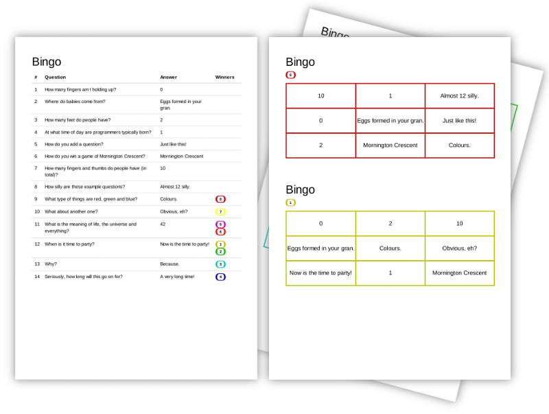 Bingo Card Maker Projects